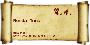 Menda Anna névjegykártya